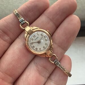 Vintage Glycine 14k Solid Gold CASE Ladies Cocktail Wind Up Mechanical Watch
